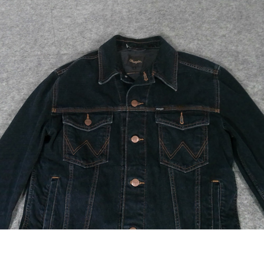 Wrangler Mens Denim Trucker Jacket Indigo Blue Western Jean Jacket Size M
